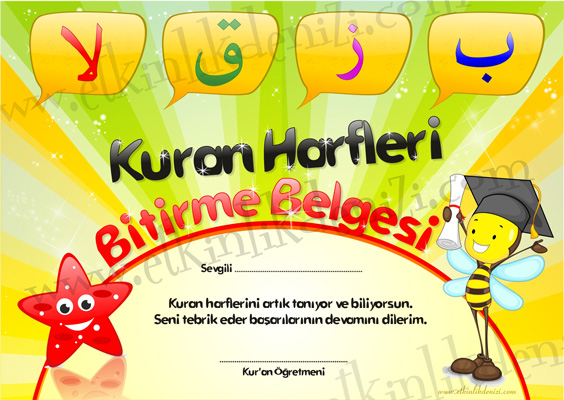 Kur'an Harflerini Bitirme Belgesi - A4